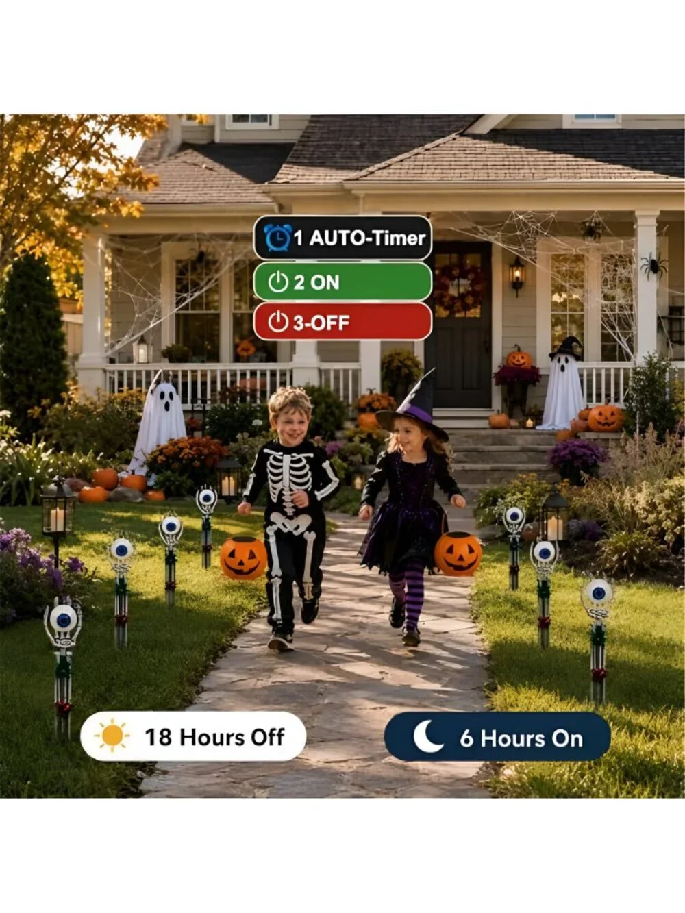 Halloween Decorations Skeleton Arms Hands 2 Packs with Blue Eyeball Lights